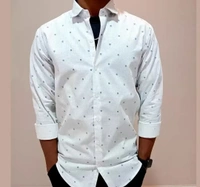 Peter Europe  Men's White Cotton Printed Long Sleeves Regular Fit Casual Shirt - S, White