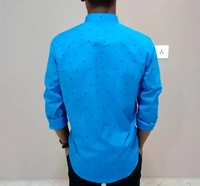 Peter Europe Men's Blue Cotton Printed Long Sleeves Regular Fit Casual Shirt - Blue, XL