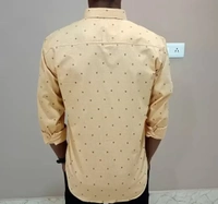 Peter Europe  Men's Beige Cotton Printed Long Sleeves Regular Fit Casual Shirt - Yellow Orange, XXL