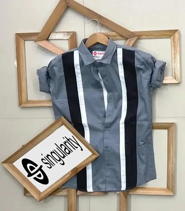 Singularity Stylish Cotton Striped Regular Fit Casual Shirt For Men - Navy Blue, M