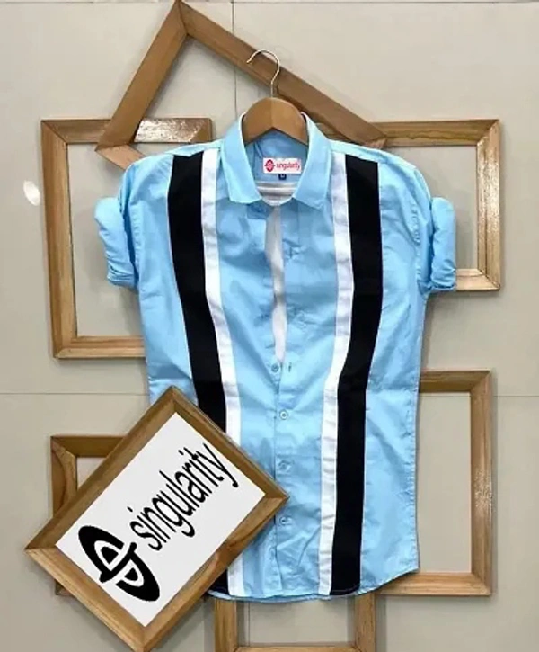 Singularity Stylish Cotton Striped Regular Fit Casual Shirt For Men - Blue, XL