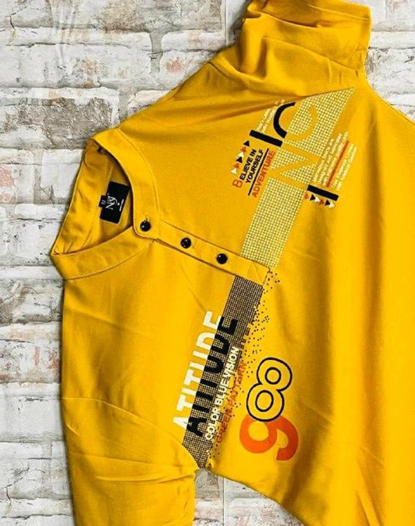 MENS PRINTED HENLEY NECK T-SHIRT PREMIUM QUALITY CASUAL WEAR - XXL, Yellow