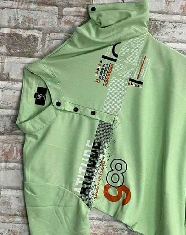 MENS PRINTED HENLEY NECK T-SHIRT PREMIUM QUALITY CASUAL WEAR - M, Green