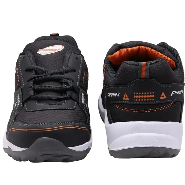 Dark Gray Orange Lace Up Running Shoes - Euro 43