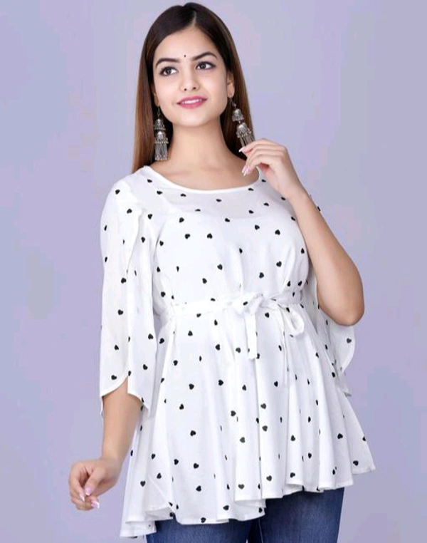 Rihan Fab Women Ethnic Dress for the Western wear style | Comfort Style | Full Flare, Frock_Top,Kurti_Top - White, S