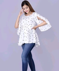 Rihan Fab Women Ethnic Dress for the Western wear style | Comfort Style | Full Flare, Frock_Top,Kurti_Top - White, XXL