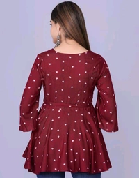Rihan Fab Women Ethnic Dress for the Western wear style | Comfort Style | Full Flare, Frock_Top,Kurti_Top - Maroon, XXL