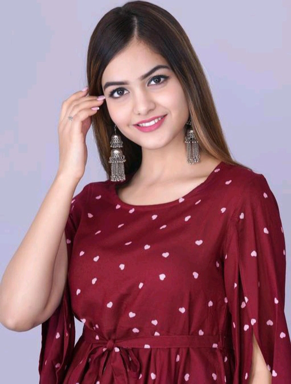 Rihan Fab Women Ethnic Dress for the Western wear style | Comfort Style | Full Flare, Frock_Top,Kurti_Top - Maroon, XXL