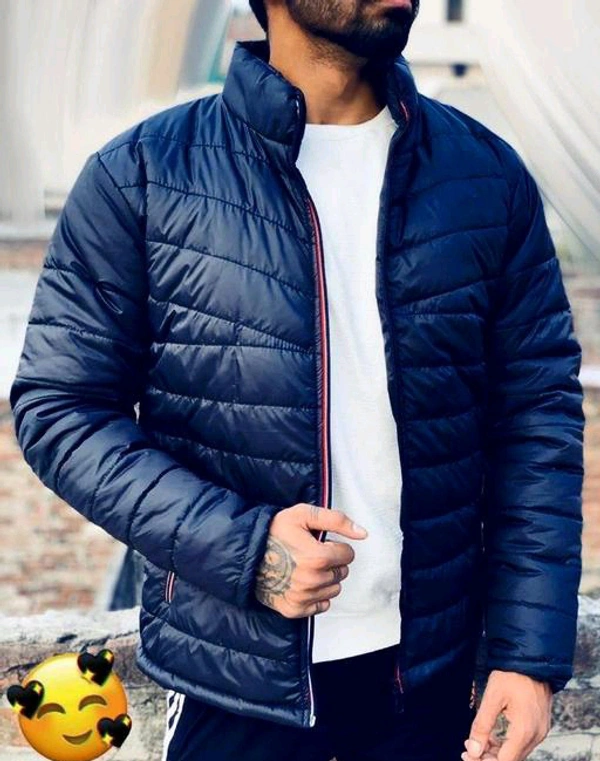 Eddicted Men's Solid  Jackets - L, Navy Blue