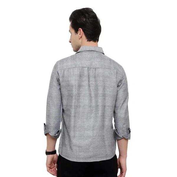 Latest Chikan Men's Solid Regular Fit Full Sleeve Cotton Casual/Formal Shirt - Gray, L