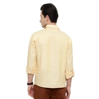 Latest Chikan Men's Solid Regular Fit Full Sleeve Cotton Casual/Formal Shirt - Yellow, XL