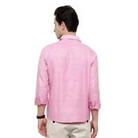 Latest Chikan Men's Solid Regular Fit Full Sleeve Cotton Casual/Formal Shirt - Pink Lace, M