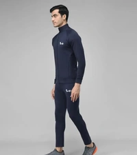 Stylish Fancy Cotton Blend Solid Regular Fit Tracksuit For Men - Blue, L