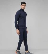 Stylish Fancy Cotton Blend Solid Regular Fit Tracksuit For Men - Blue, L