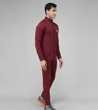 Stylish Fancy Cotton Blend Solid Regular Fit Tracksuit For Men - Maroon, XL