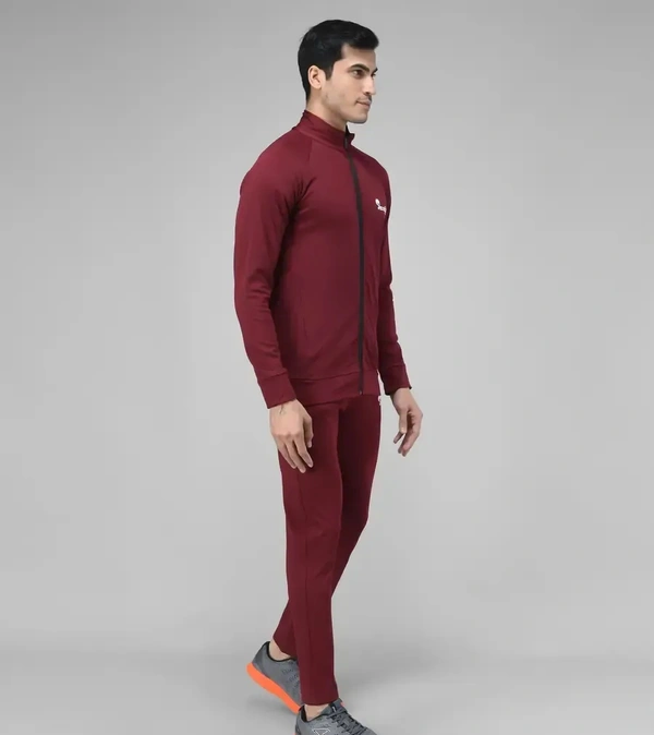 Stylish Fancy Cotton Blend Solid Regular Fit Tracksuit For Men - Maroon, XL