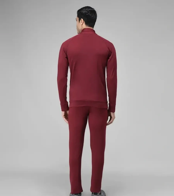Stylish Fancy Cotton Blend Solid Regular Fit Tracksuit For Men - Maroon, XL