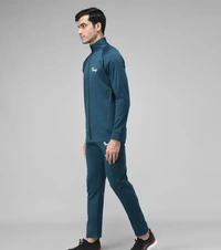 Stylish Fancy Cotton Blend Solid Regular Fit Tracksuit For Men - Blue, XL