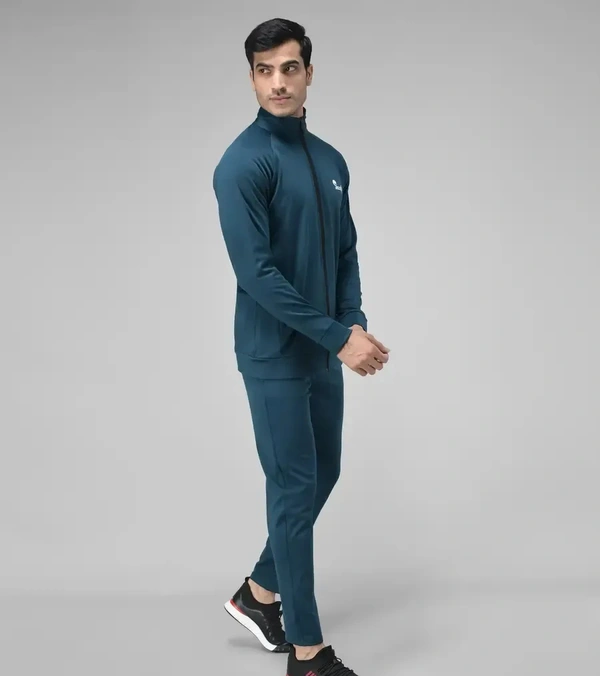 Stylish Fancy Cotton Blend Solid Regular Fit Tracksuit For Men - Blue, XL
