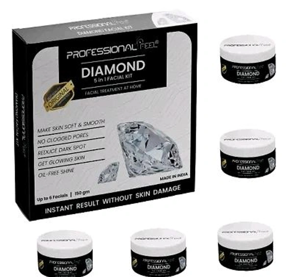 Professional Feel Facialkit 5 in 1, Instant Result Without Skin Damage, All Skin Type, Mens And Women, (150g) - Gold