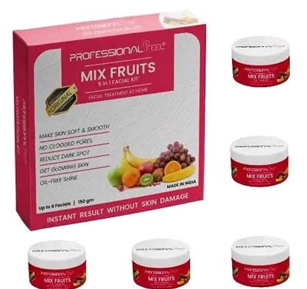 Professional Feel Facialkit 5 in 1, Instant Result Without Skin Damage, All Skin Type, Mens And Women, (150g) - Red Wine