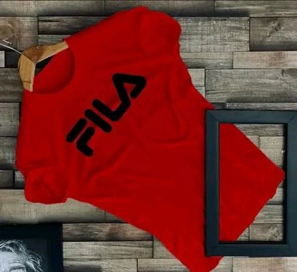 FILA Pure Heart | Elegance Stylish F I L A Printed Tshirt Round Neck Unisex Polyester | Lycra T-shirt for Men And Women - Red, S
