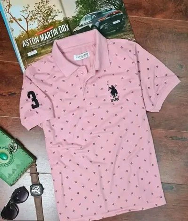 USPA Cotton Blend Polos For Men - Pink Lace, M