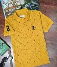 USPA Cotton Blend Polos For Men - Black, XL