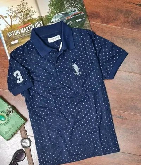 USPA Cotton Blend Polos For Men - Navy Blue, XXL