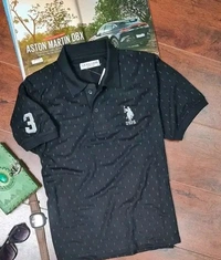USPA Cotton Blend Polos For Men - Navy Blue, XXL