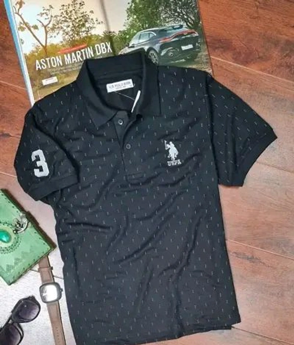 USPA Cotton Blend Polos For Men - Navy Blue, XXL