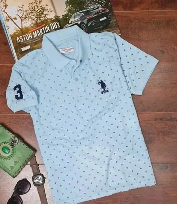 USPA Cotton Blend Polos For Men - Navy Blue, XXL