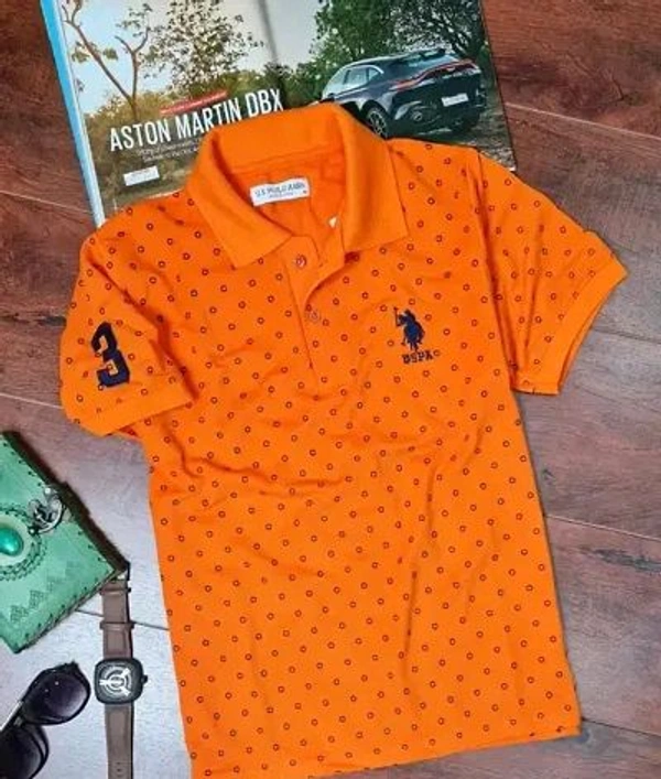 USPA Cotton Blend Polos For Men - Web Orange, XL