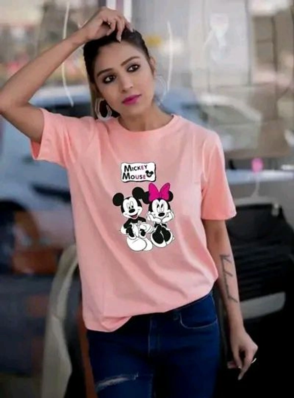 Cotton Printed Women Round Neck T-Shirts - Lavender Rose, XL