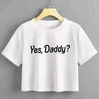 Yes Daddy Printed Cotton Crop For Ladies - White, S
