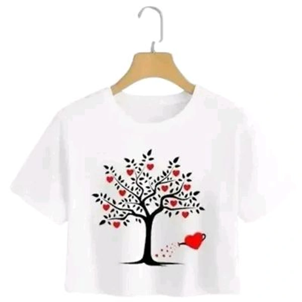 Classic Cotton Blend Printed Tops for Women - White, XL