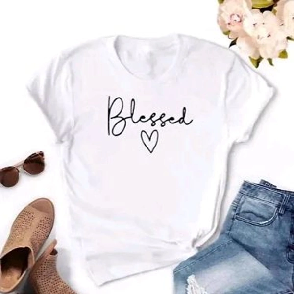 Trendy Round Neck Printed T-shirt For women - White, L