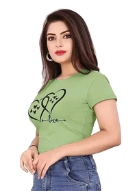 CRYSTON Graphic Printed Women's T-Shirt with Love Text in Heart Cotton Blend Round Neck Half Sleeves T-Shirt Love, Valentine's Day, Gift T-Shirts (Pack of 1) - Mint Green, S