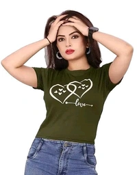 CRYSTON Graphic Printed Women's T-Shirt with Love Text in Heart Cotton Blend Round Neck Half Sleeves T-Shirt Love, Valentine's Day, Gift T-Shirts (Pack of 1) - Mint Green, S
