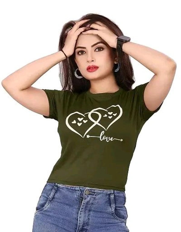 CRYSTON Graphic Printed Women's T-Shirt with Love Text in Heart Cotton Blend Round Neck Half Sleeves T-Shirt Love, Valentine's Day, Gift T-Shirts (Pack of 1) - Teal, S