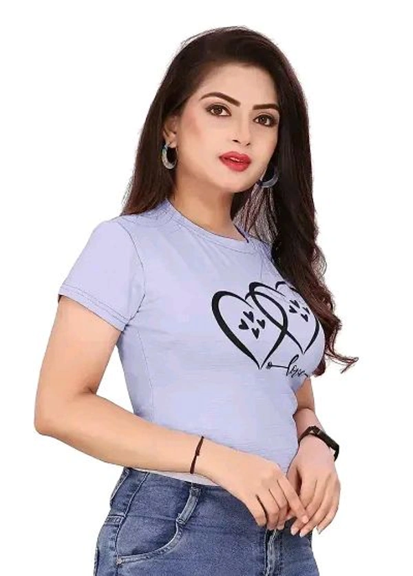 CRYSTON Graphic Printed Women's T-Shirt with Love Text in Heart Cotton Blend Round Neck Half Sleeves T-Shirt Love, Valentine's Day, Gift T-Shirts (Pack of 1) - Purple, L