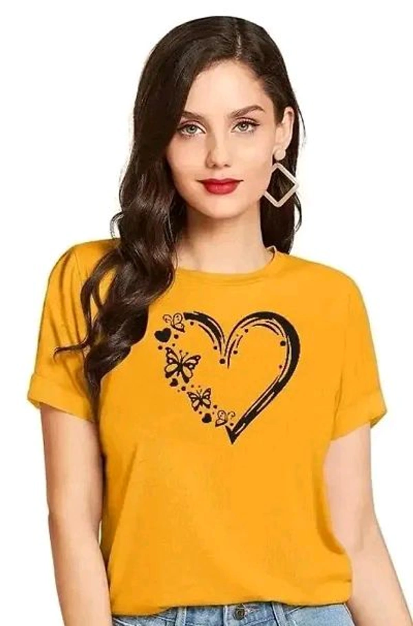 Cintia Women Print Smile Tshirt | Half Sleve Plain | Regular Fit Ladies T Shirt for Women & Girls | Cotton Shirt for Women | T-Shirt HeartBtrfly Yellow  - White, S