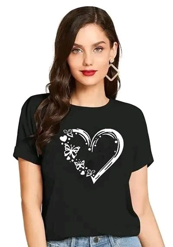 Cintia Women Print Smile Tshirt | Half Sleve Plain | Regular Fit Ladies T Shirt for Women & Girls | Cotton Shirt for Women | T-Shirt HeartBtrfly Yellow  - White, S