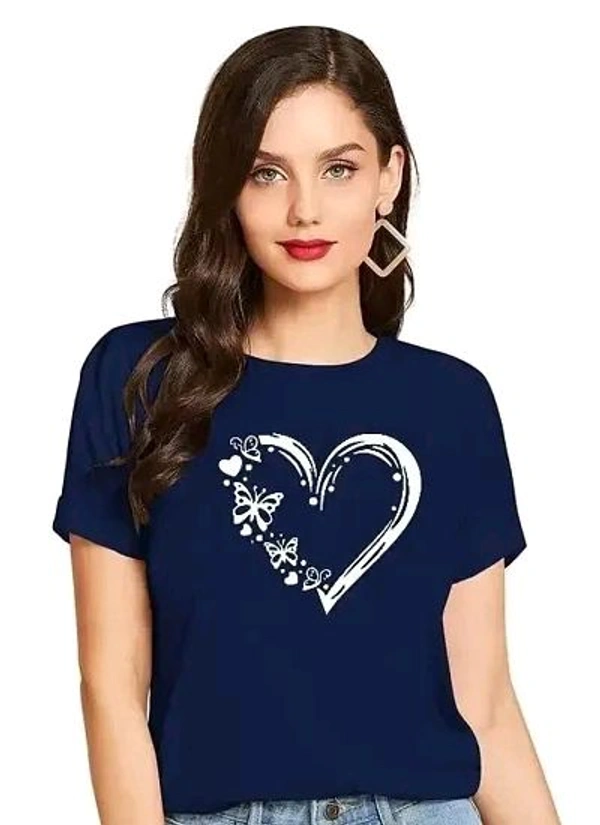 Cintia Women Print Smile Tshirt | Half Sleve Plain | Regular Fit Ladies T Shirt for Women & Girls | Cotton Shirt for Women | T-Shirt HeartBtrfly Yellow  - White, S