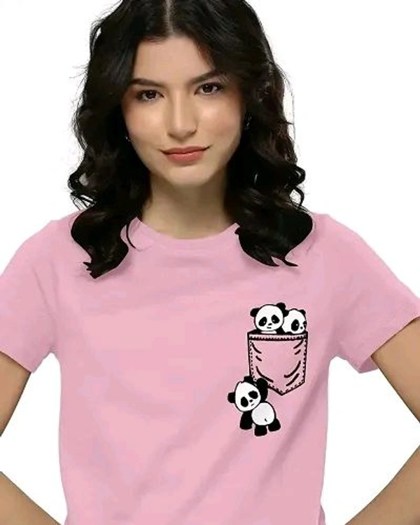 Women Printed Half Sleeve T-Shirt - Pink Lace, L