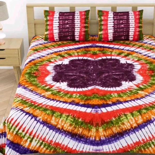 Jaipuri Pure Cotton king size Hand Made Tie And Dye Bedsheet With 2 Stitched Pillow Covers 