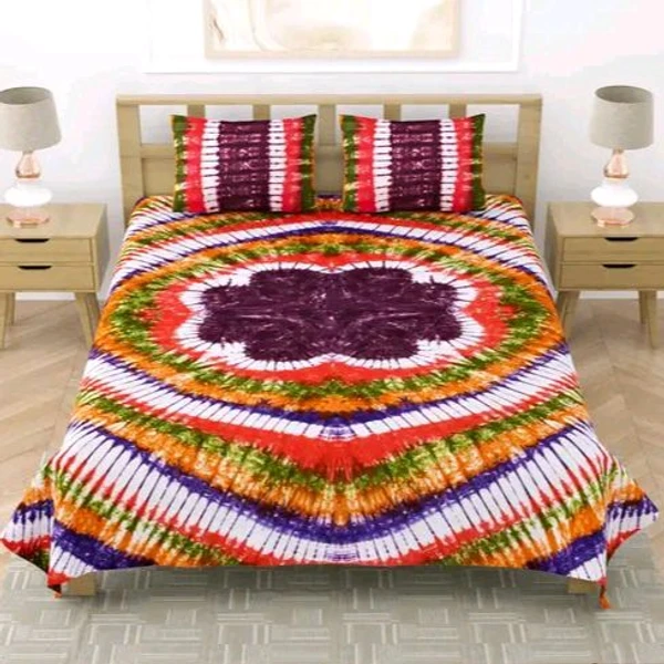 Hand Craft Jaipuri Pure Cotton king size Hand Made Tie And Dye Bedsheet With 2 Stitched Pillow Covers  - 90 X 108 Inch