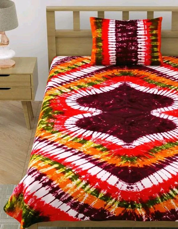 Jaipuri Pure Cotton Hand Made Tie And Dye 100% Fast Colour Single Bedsheet With 1 Pillow Cover