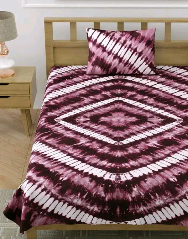 Hand Craft  Tie And Dye Pure Cotton 100% Fast Color Single Bedsheet with 1 Pillow Cover - 60 X 90 Inch