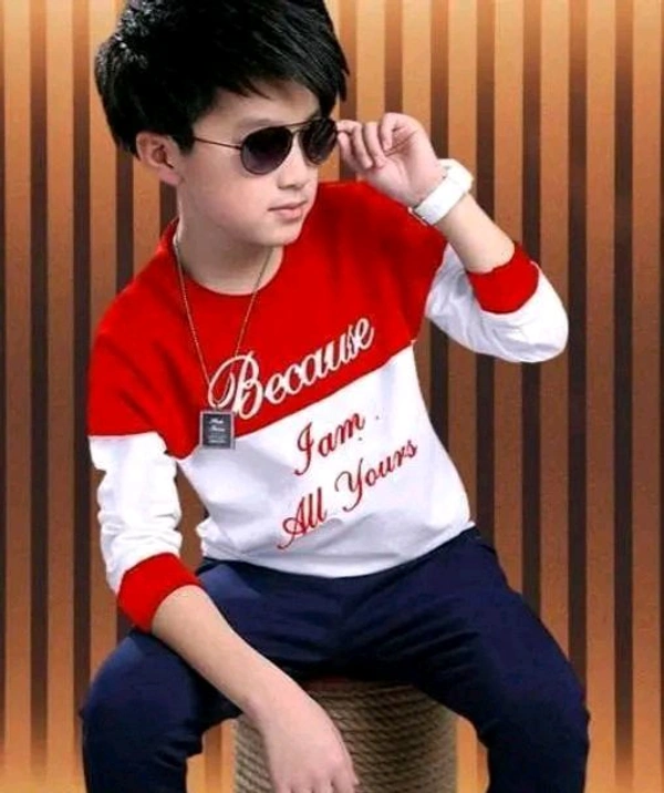Trendy kids Round neck tshirt  - Red, 34